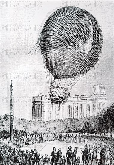 Poitevin making a balloon ascent on a horse from the Champ de Mars, France
