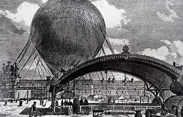 The readying of the balloon 'Captive' for the Paris Exhibition