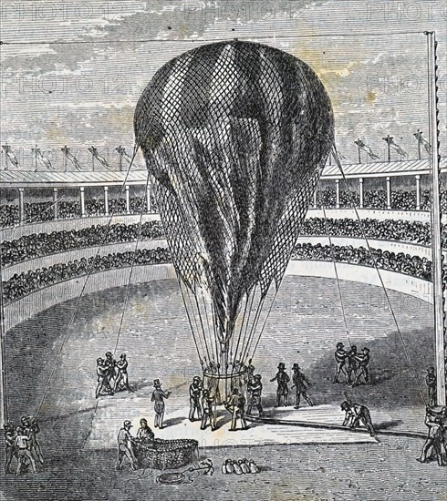 The filling of a balloon in England