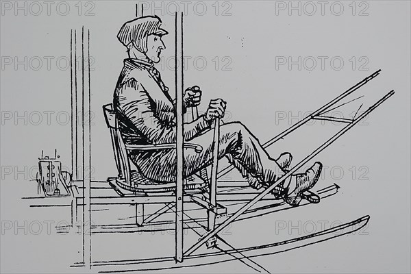 The Wright Pilot's seat - a crane-bottomed chair with the legs sawn off