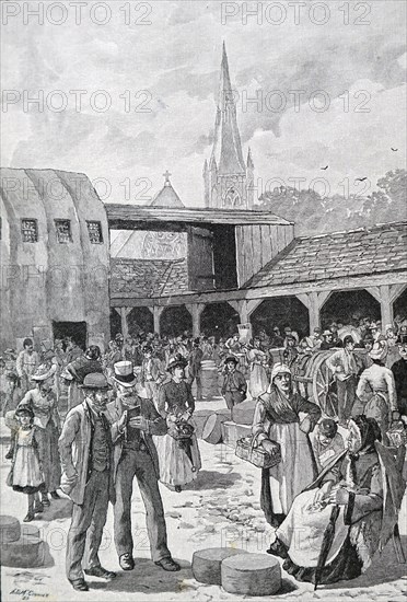 A cheese market in Chester, Britain