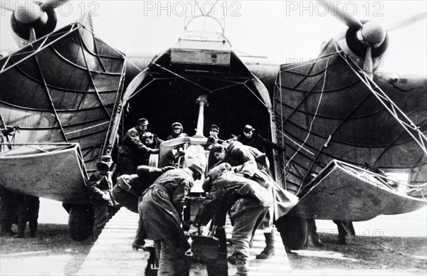 Photograph of a Messerschmitt Me 323, a German military transport aircraft of World War II