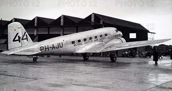 Photograph of a Douglas DC-2, a 14-seat, twin-engine airliner that was produced by the American company Douglas Aircraft Corporation Dated 20th Century