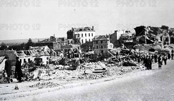 World War Two: destruction at the town of Saint-Cyr, in Western France, during the liberation of France from German occupation in the summer of 1944