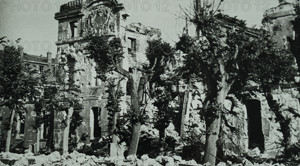 World War Two: destruction at the town of Saint-Cyr, in Western France, during the liberation of France from German occupation in the summer of 1944