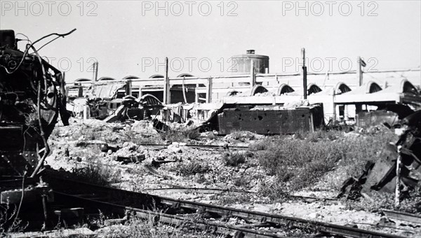 Photograph showing the destruction at Trappes, in the western suburbs of Paris, in the south-western suburbs of Paris, during the liberation of France from German occupation in the summer of 1944