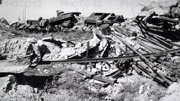 World War Two: Destruction of rail infrastructure, at Trappes, in the western suburbs of Paris, in the south-western suburbs of Paris , during the liberation of France from German occupation in the summer of 1944