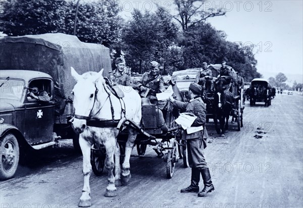 Photograph of invading forces in Paris during the German occupation of France 1940