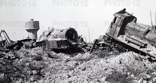 Photograph showing the destruction at Trappes, in the western suburbs of Paris, in the south-western suburbs of Paris, during the liberation of France from German occupation in the summer of 1944