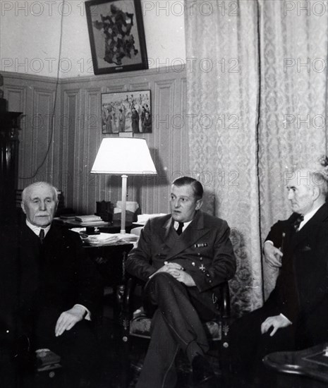 Photograph of leaders meeting in Vichy France: Marshal Philippe Petain