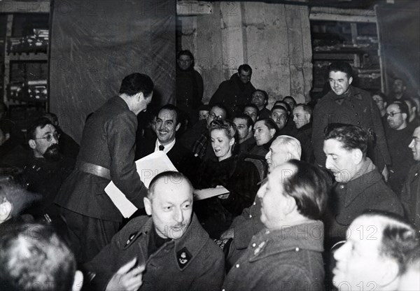 Photograph of a film screening in Paris, during the German occupation of France in World War Two