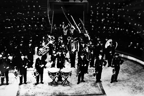 Nazi cheerleaders perform at the start of a circus in Paris, during the German occupation of France, in World War Two