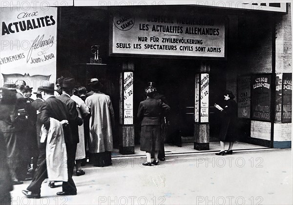 Photograph of a cinema in Paris in German occupied France