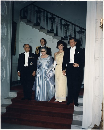 Jackie Kennedy and President John Kennedy attend a White House Dinner, in honour of the President of Tunisia