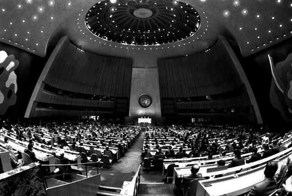 Photograph taken during a session of the United Nations General Assembly