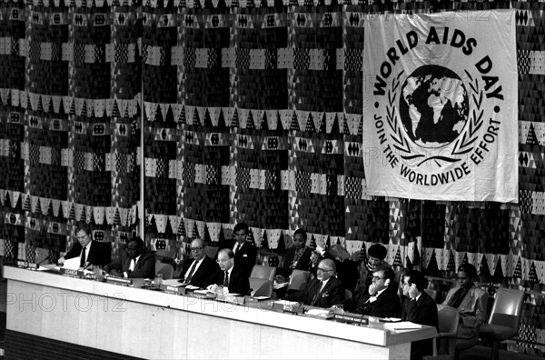 Photograph taken in the United Nations Headquarters observing World Aids Day