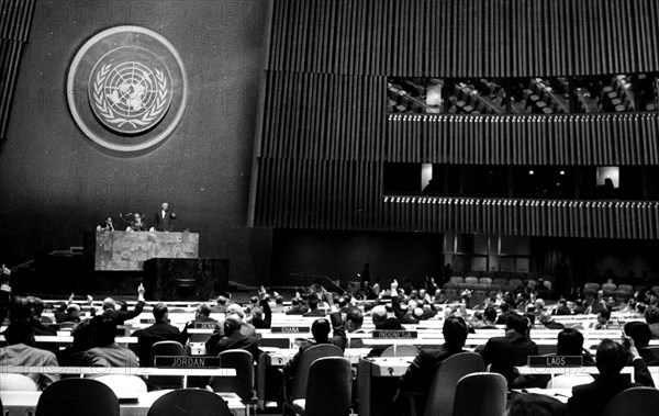 Photograph taken during a session of the United Nations General Assembly