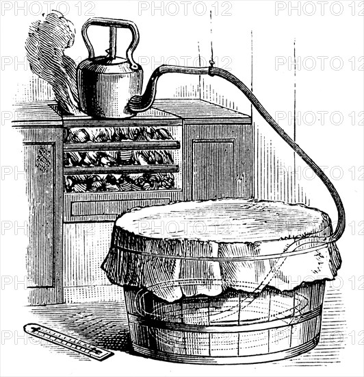 An experiment showing how condensing steam gives out heat