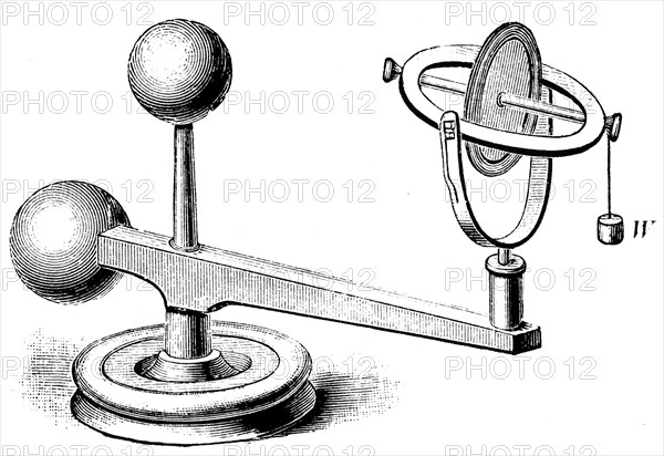 An electric gyroscope, a device consisting of a wheel or disc mounted so that it can spin rapidly about an axis which is itself free to alter in direction