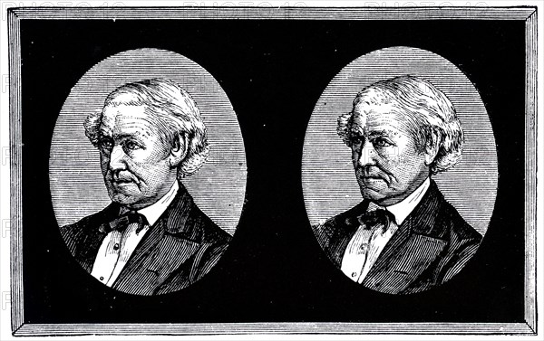 Engraving depicting a stereoscope