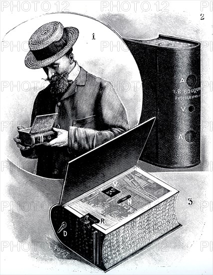 A spy camera in the form of a book