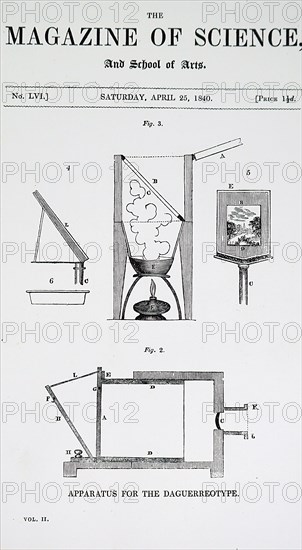 Apparatus used to take and develop daguerreotype photographs invented by Louis Daguerre