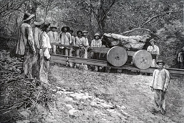 The recovering of the giant meteorite which fell at Bondego, Brazil