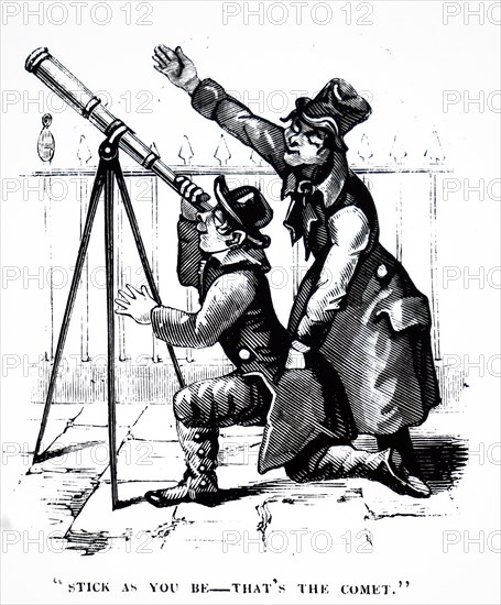 A victim using a street telescope whilst a pickpocket steals from them in London