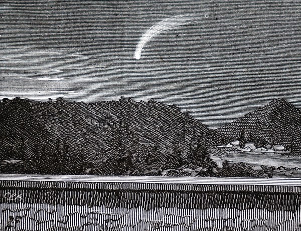 Comet Klinkerfues flying across the night sky, discovered by Ernst Friedrich Wilhelm Klinkerfues