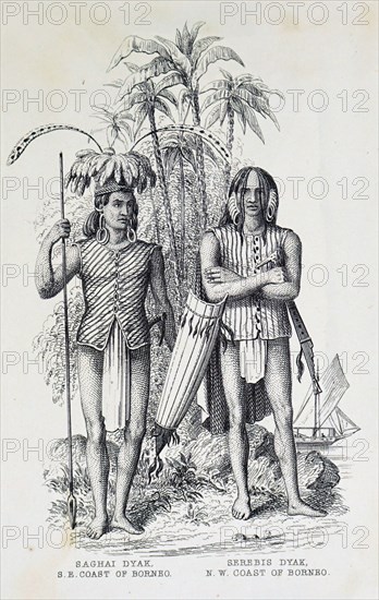 Dayak males performing daily tasks