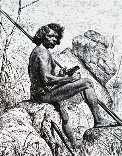 Engraving of a native Australian