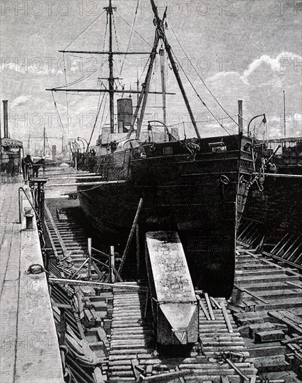 Cleopatra'S Needle, an obelisk from Alexandria being prepared to be transported to New York