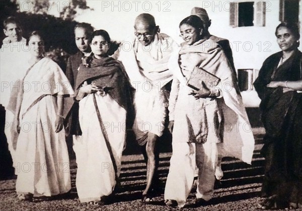 Mohandas Karamchand Gandhi 1869 – 1948) at his last public gathering; Gandhi was the preeminent leader of the Indian independence movement in British-ruled India