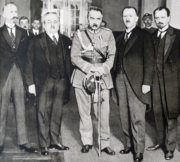 Photograph taken during the swearing-in of the Cabinet of Kazimierz Bartel