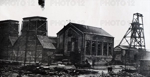 Photograph of the Maltby Main Colliery after an explosion that killed 27 people