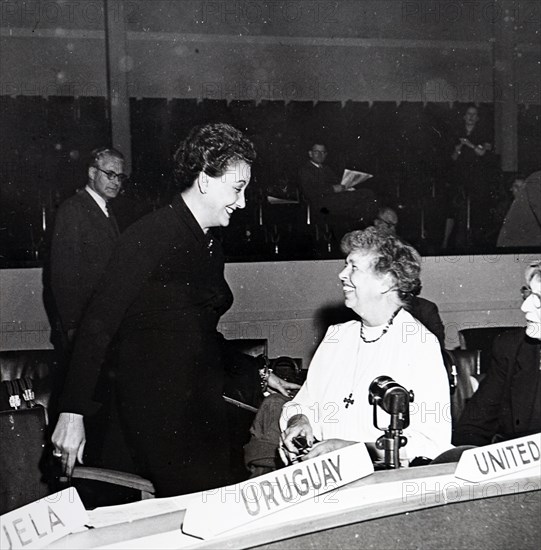 Photograph of Eleanor Roosevelt representing the United States at the United Nations conference
