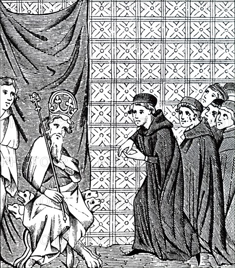 Emperor Charles IV being harangued by Fellows of Paris University