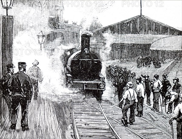A train leaving Plymouth Train Station, after the final conversion to a narrow gauge