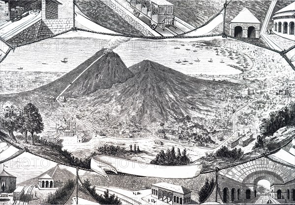 The inauguration of the Vesuvius funicular railway