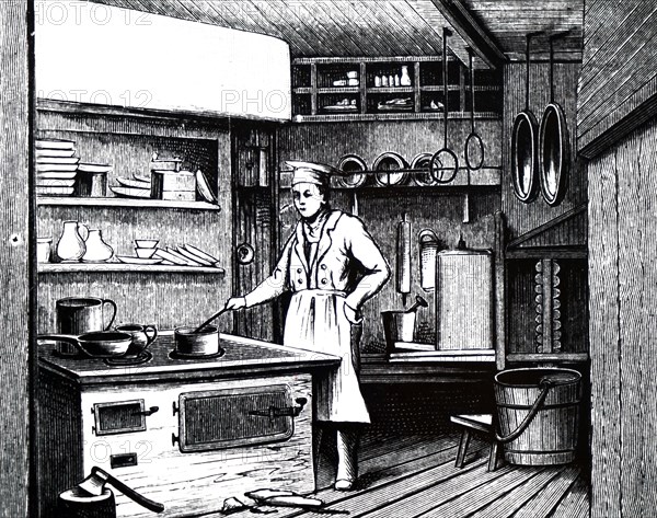 The kitchen galley of the Orient Express