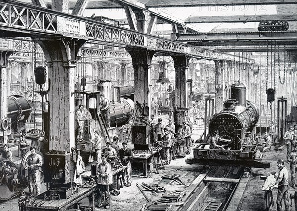 The manufacture floor of the Société Alsacienne de Constructions Mécaniques