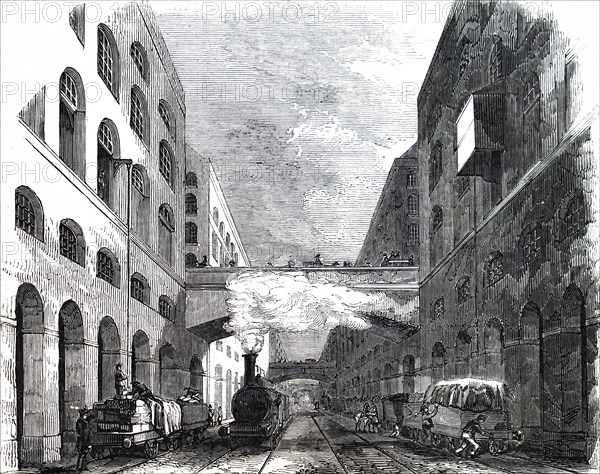 Proposed improvements for London which included a Great Metropolitan Terminus near Smithfield, with warehousing and a commercial centre