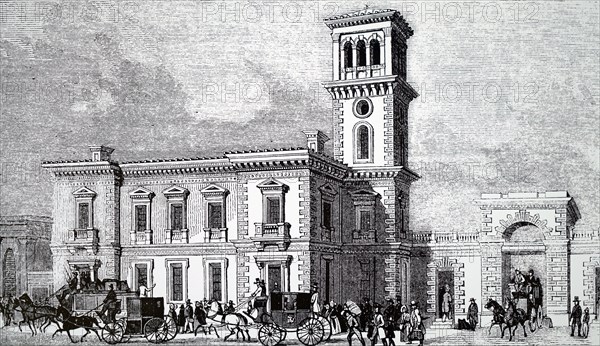 The exterior of London Bridge Station, the terminus of the South Eastern, Greenwich, Brighton and Croydon Railways