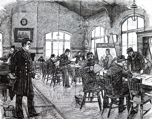 The interior of a railway station staff room