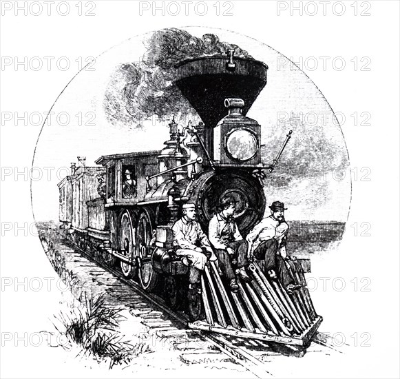 A train with a cowcatcher