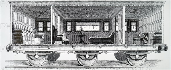 The interior Queen Victoria and Prince Albert's royal carriage