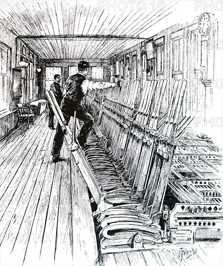 A signalman moving the points at Tilbury Docks