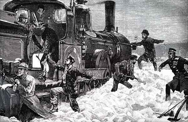 A train de-railed by heavy snow