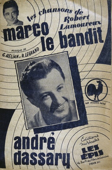Song book for 'Marco Le bandit' by Robert Lamoureaux, sung by Andre dassary 1958