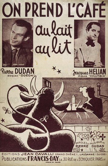 1941 song book 'On prend l'café au lait au lit' sung by Pierre Dudan